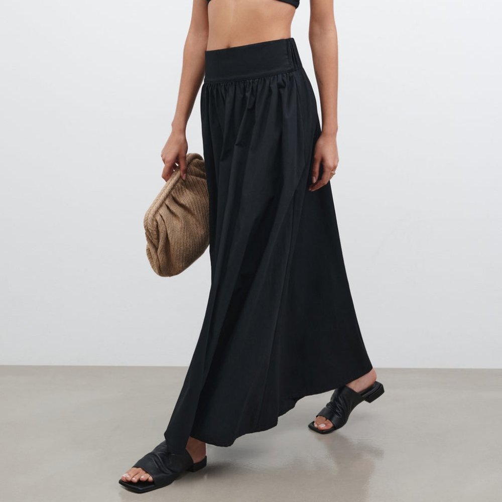 NEW Marcella NY Raven Flowy Maxi Skirt European Cotton Size XL